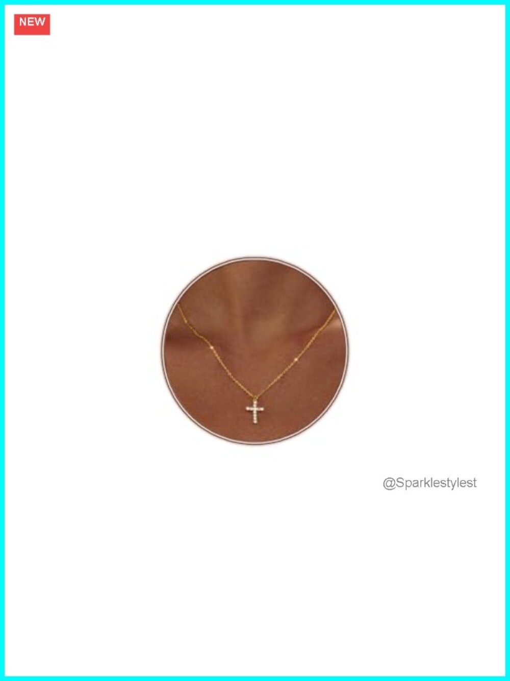 18K Gold Plated CZ Cross Pendant Necklace with Extender